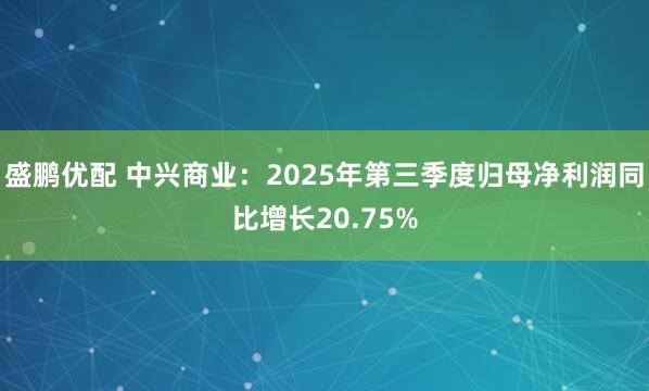 盛鹏优配 中兴商业：2025年第三季度归母净利润同比增长20.75%